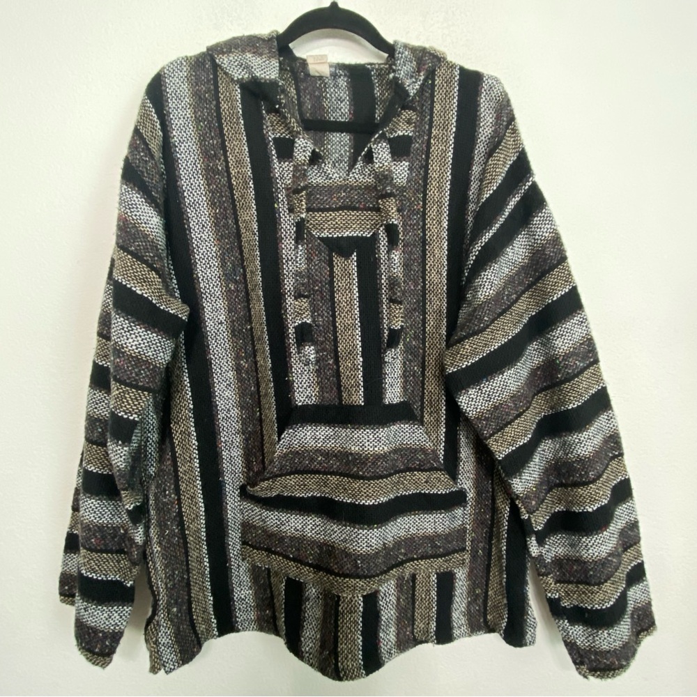 Earthbound Trading Men's Molina Ethnic Gorpcore Poncho/Hooded Bohemian Jacket XL